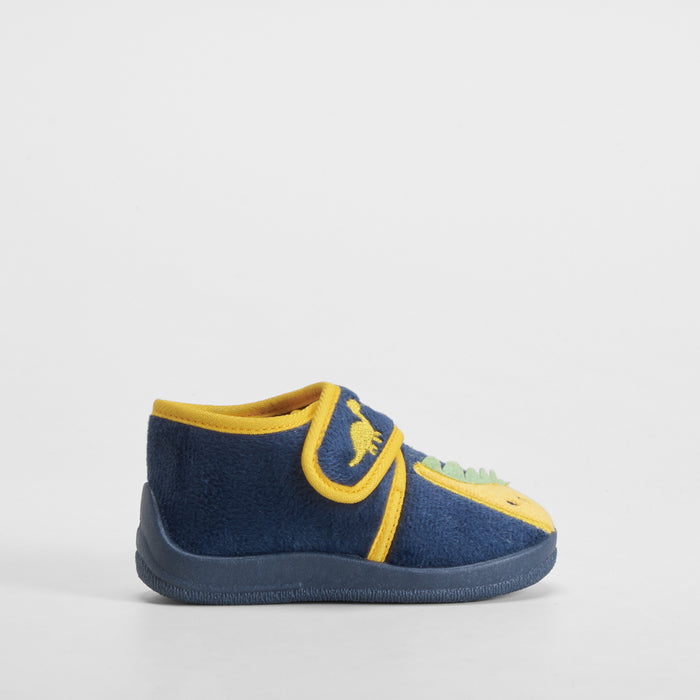 Zapatilla de casa dino velcro bebé azul OLYNE