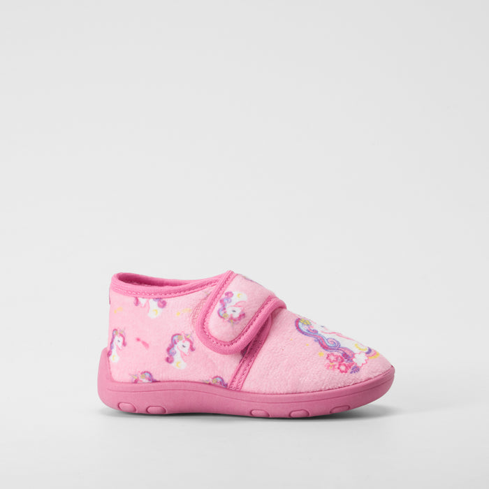 Zapatilla de casa velcro unicornio rosa OLYNE