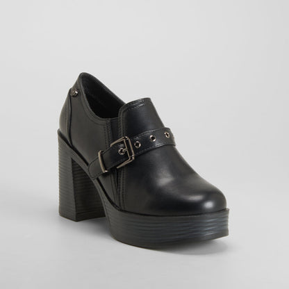 Zapato bajo tacón alto y plataforma negro NYC